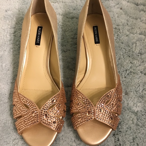 Alex Marie Shoes Womens Gold Special Occasion Pumps Size 75 Poshmark